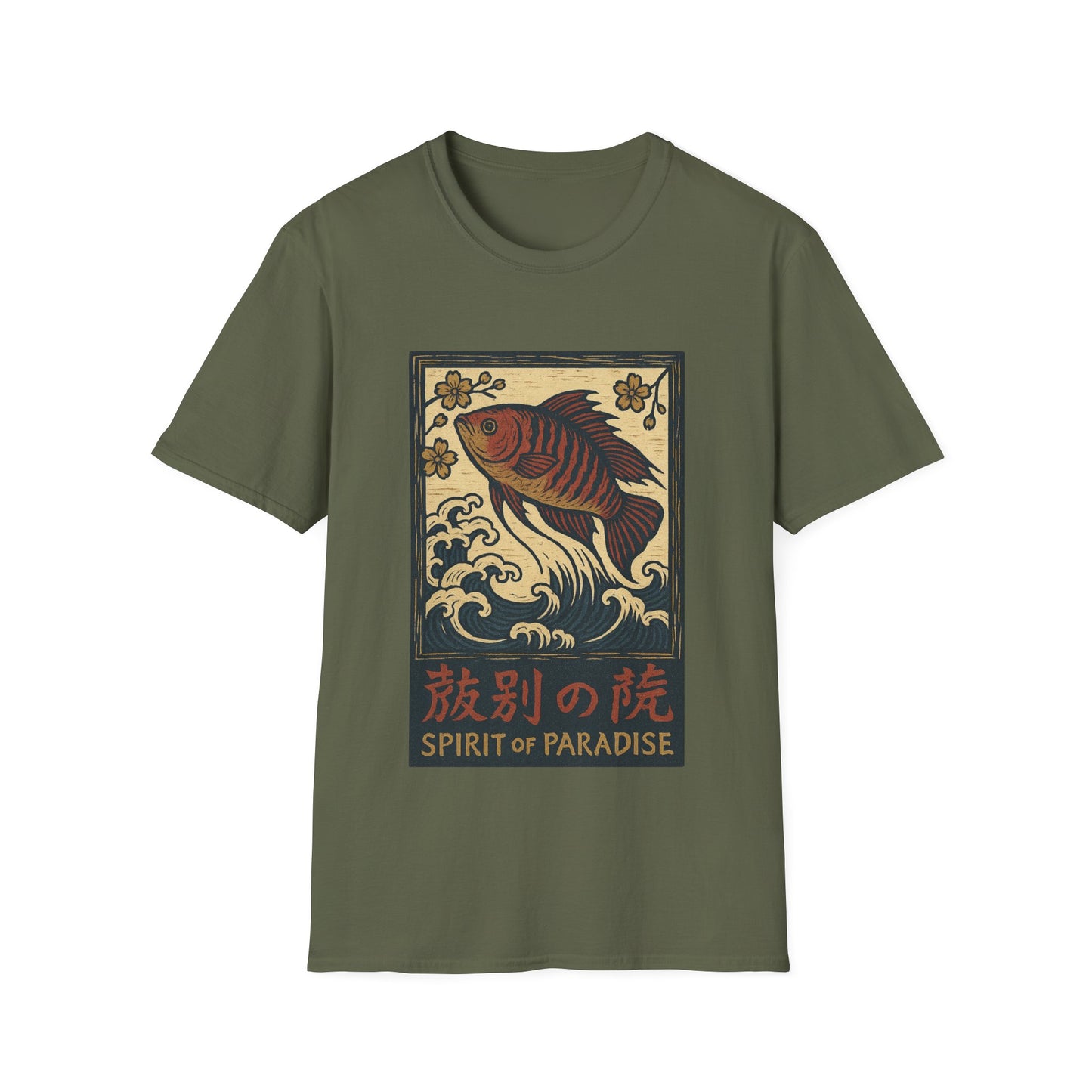 Spirit of Paradise Tee – Ukiyo-e Paradise Fish Wave Design