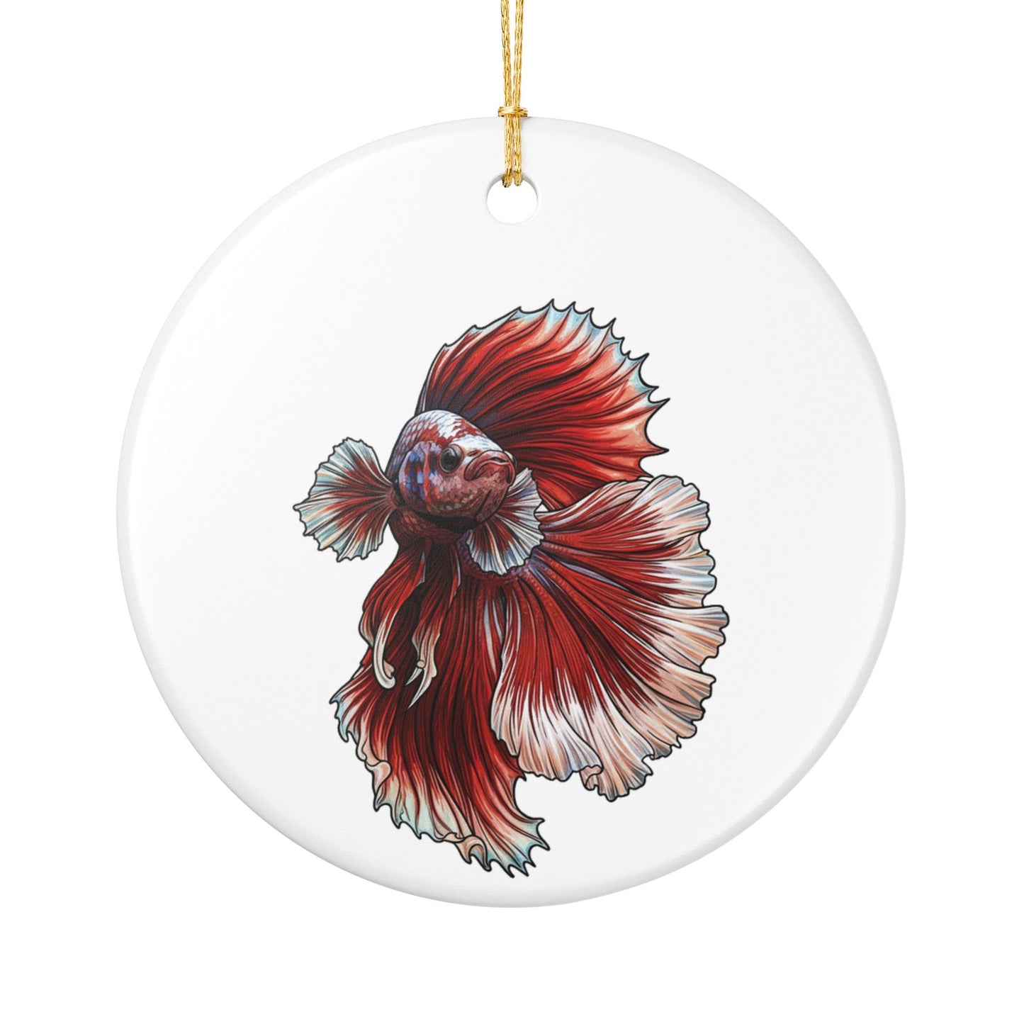 Red Marble Halfmoon Betta Ornament