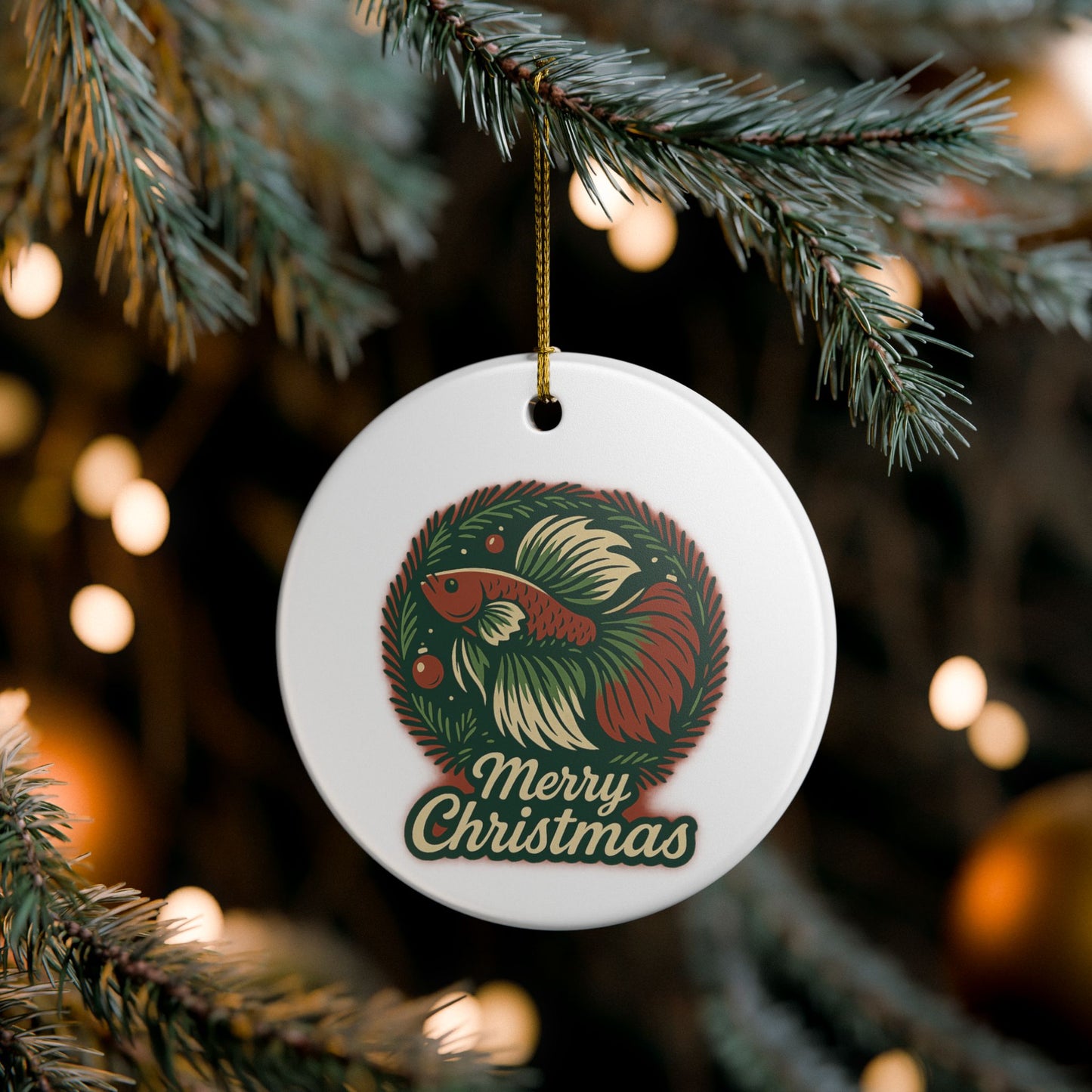 Merry Christmas Betta Ornament