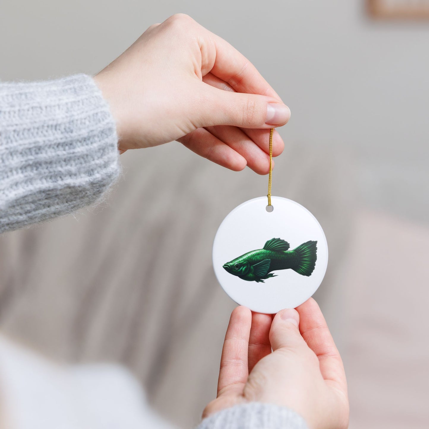 Green Moscow Guppy Ornament
