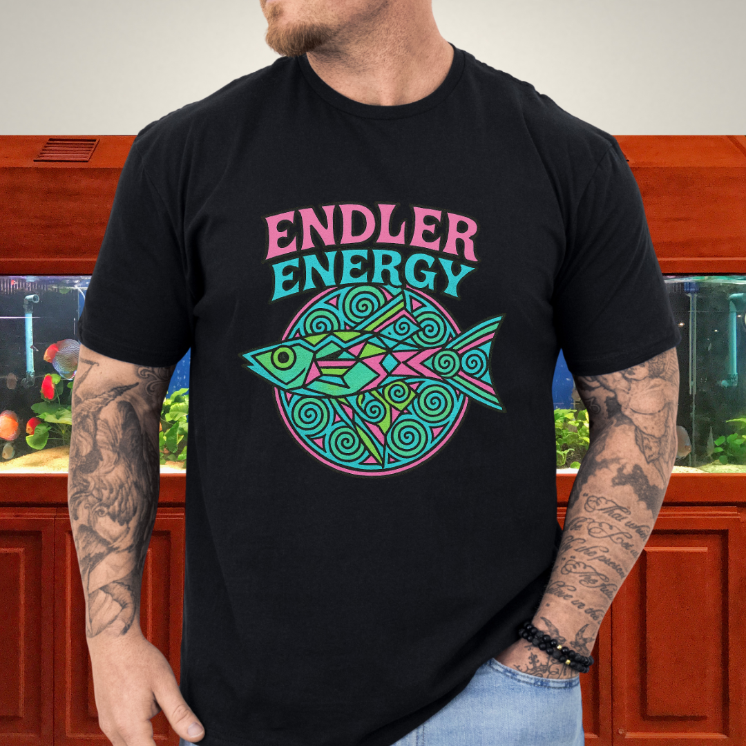 Neon Endler Mandala Tee – Geometric Fish Design