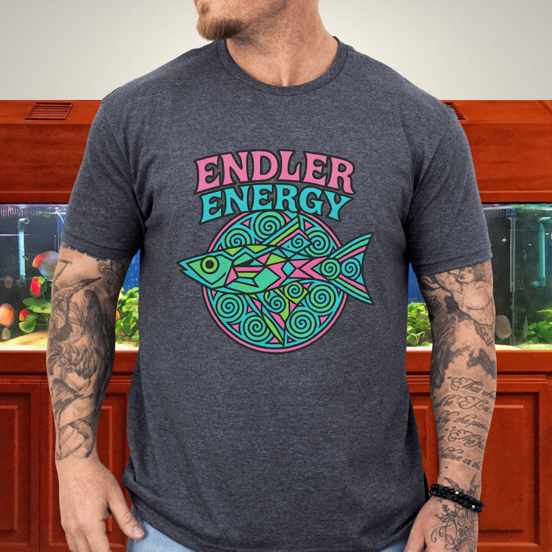 Neon Endler Mandala Tee – Geometric Fish Design