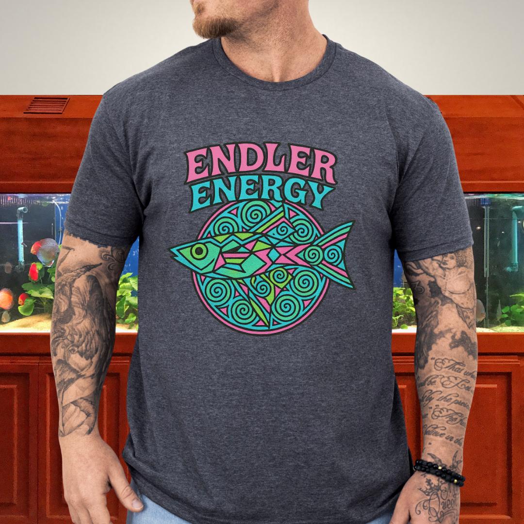 Neon Endler Mandala Tee – Geometric Fish Design