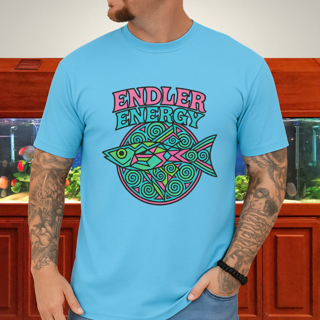 Neon Endler Mandala Tee – Geometric Fish Design