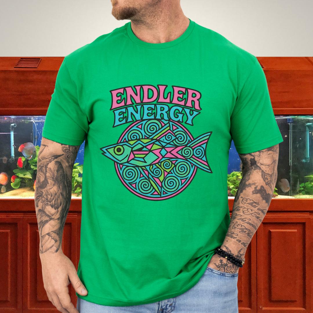 Neon Endler Mandala Tee – Geometric Fish Design