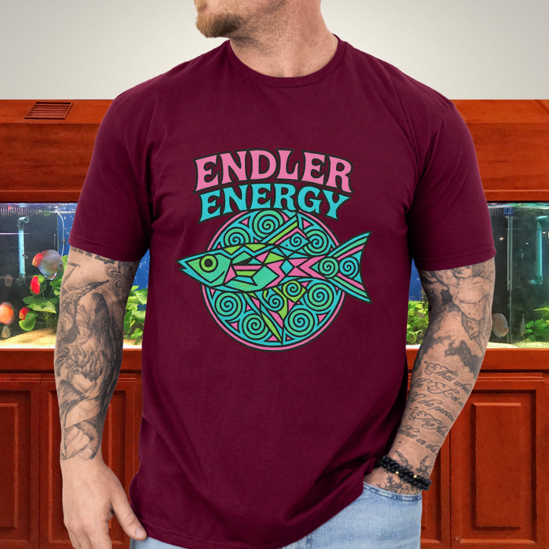 Neon Endler Mandala Tee – Geometric Fish Design