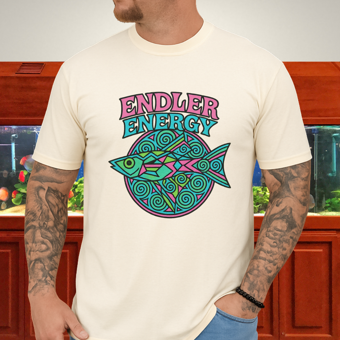 Neon Endler Mandala Tee – Geometric Fish Design