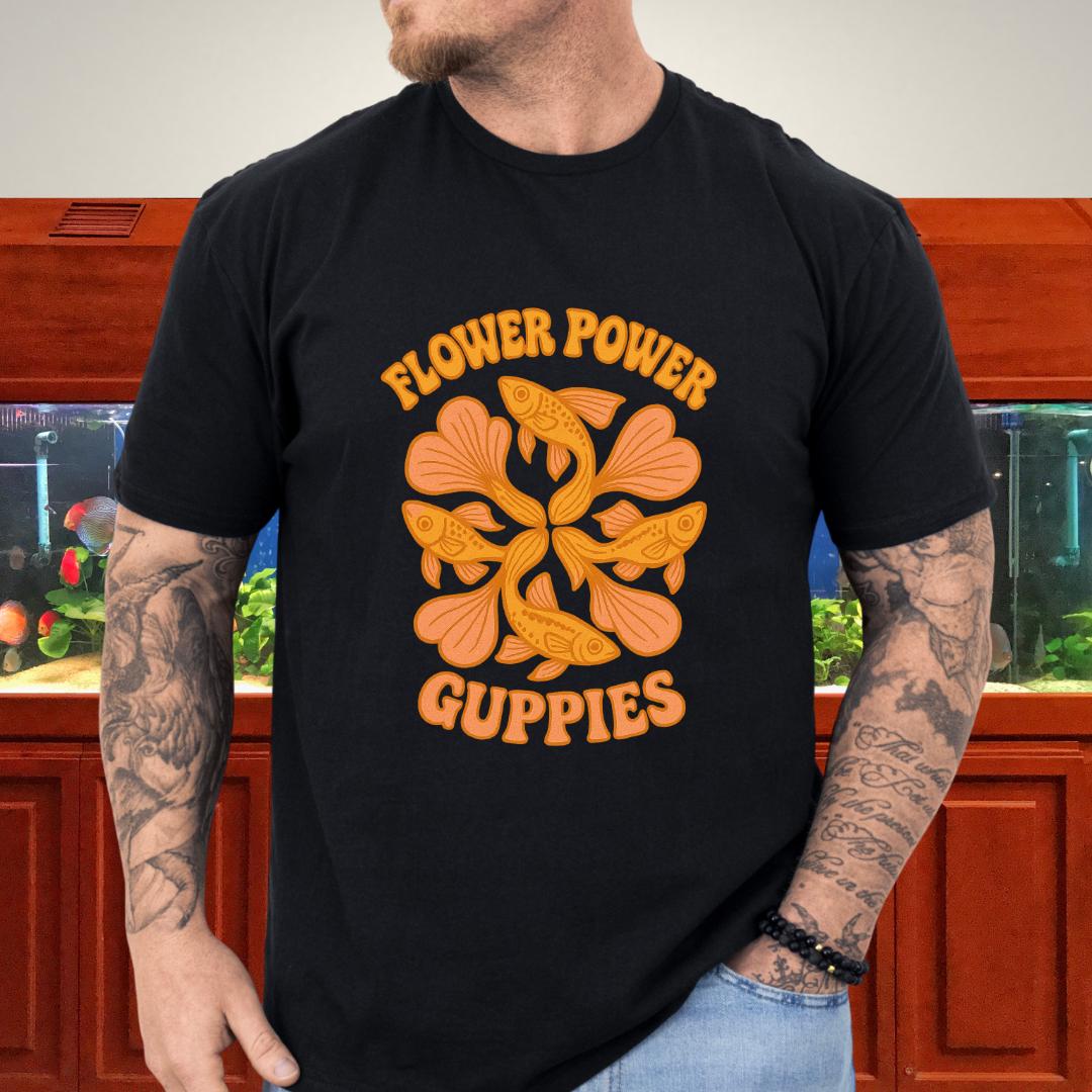Flower Power Guppies Retro Aquarium T-Shirt