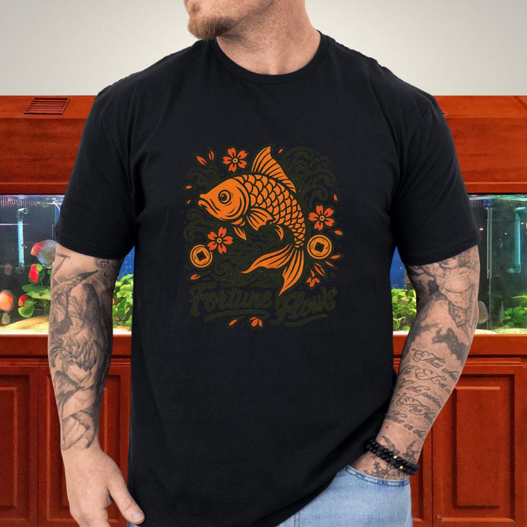 Fortune Flows Tattoo-Style Koi T-Shirt