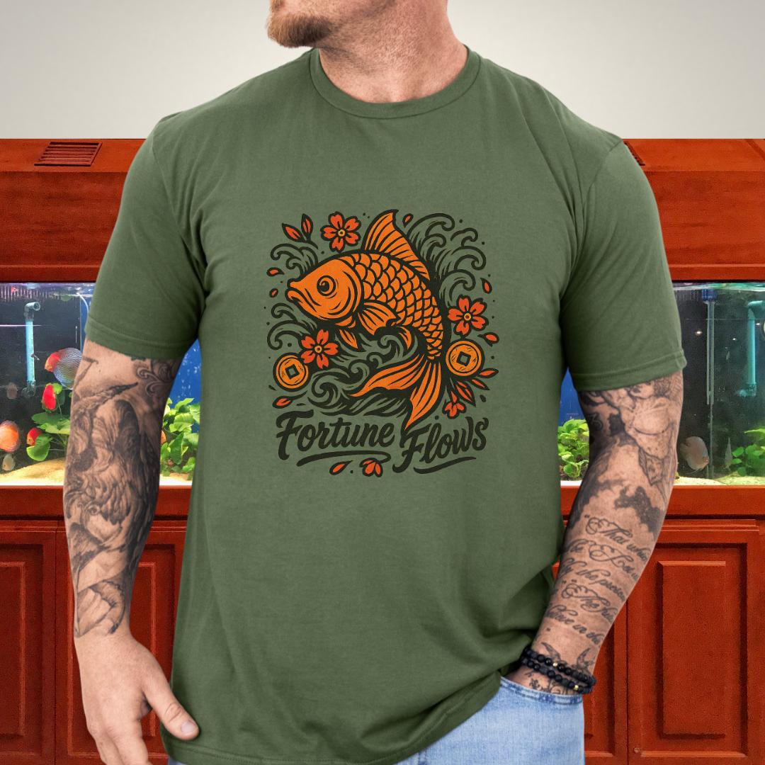 Fortune Flows Tattoo-Style Koi T-Shirt