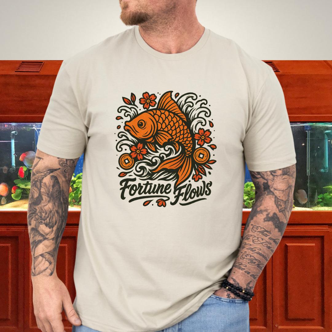 Fortune Flows Tattoo-Style Koi T-Shirt