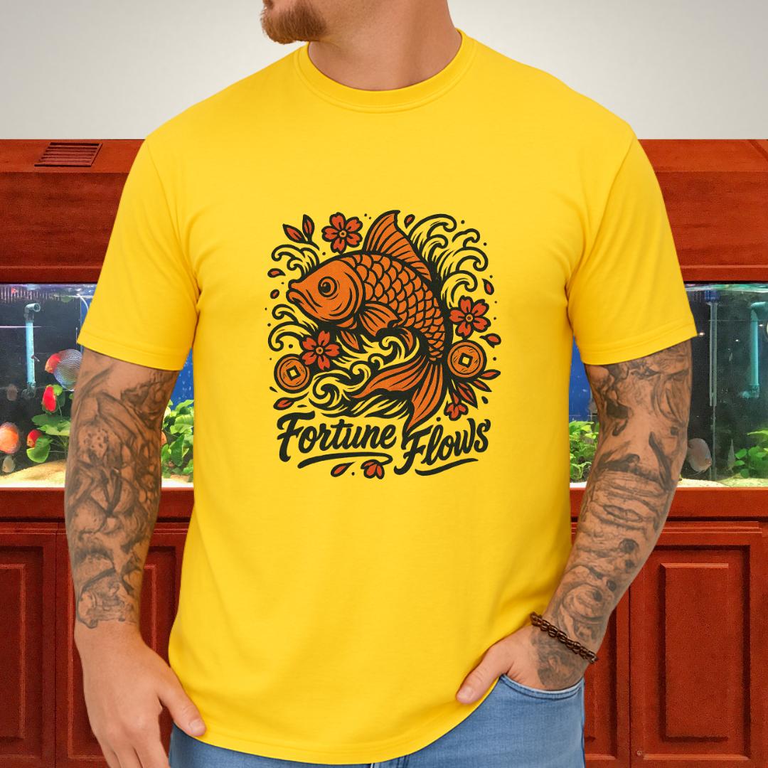 Fortune Flows Tattoo-Style Koi T-Shirt