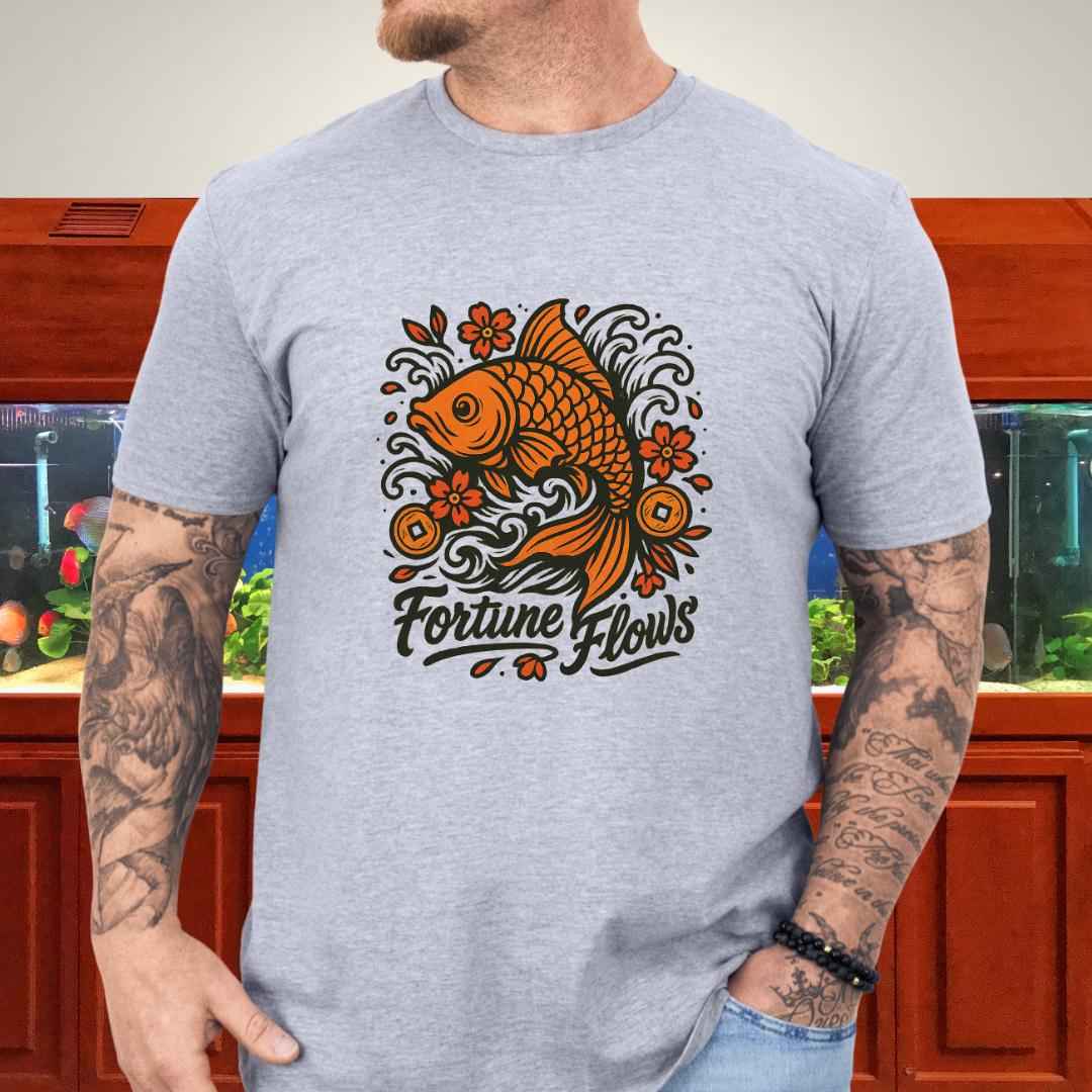 Fortune Flows Tattoo-Style Koi T-Shirt
