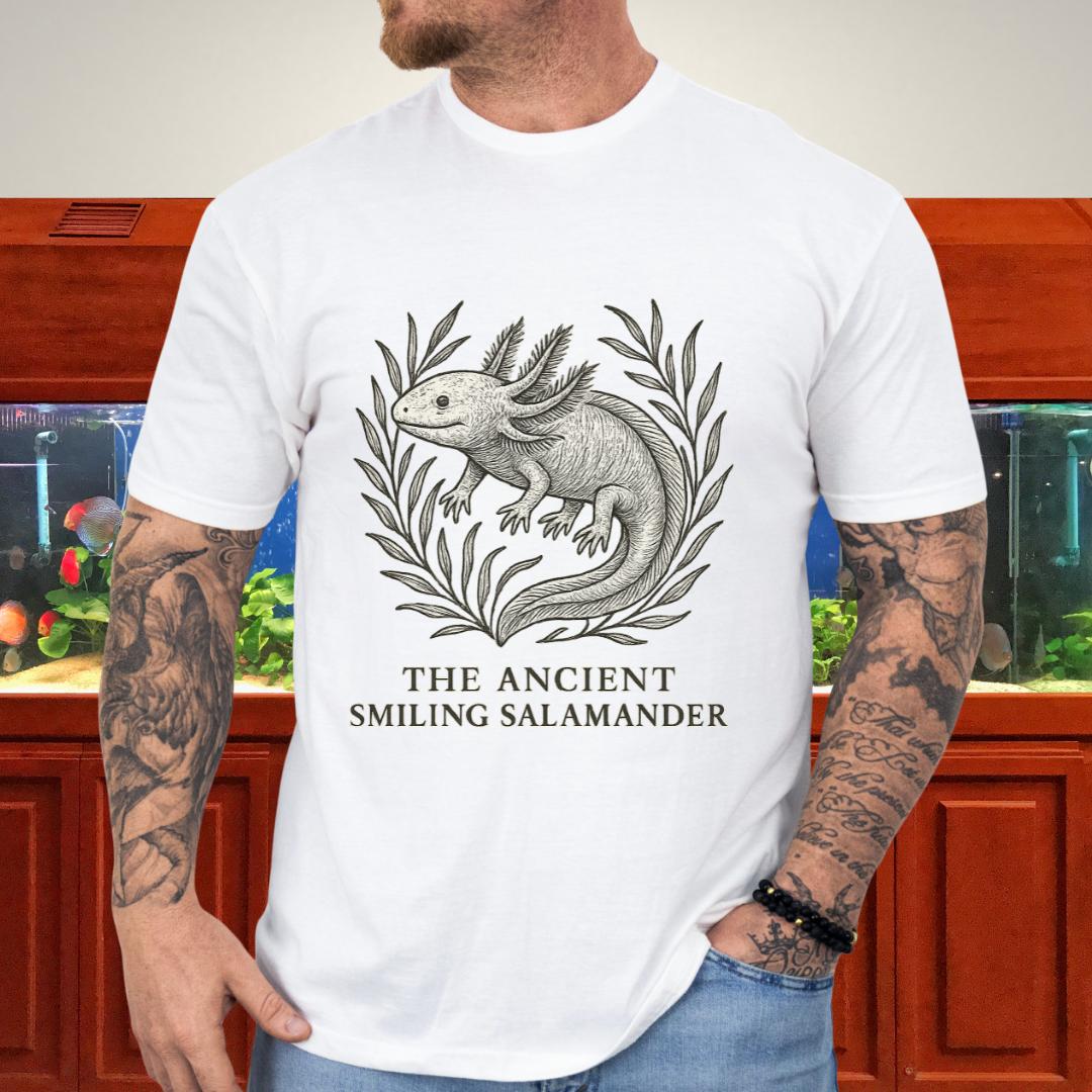 Ancient Smiling Salamander Axolotl Etching T-Shirt