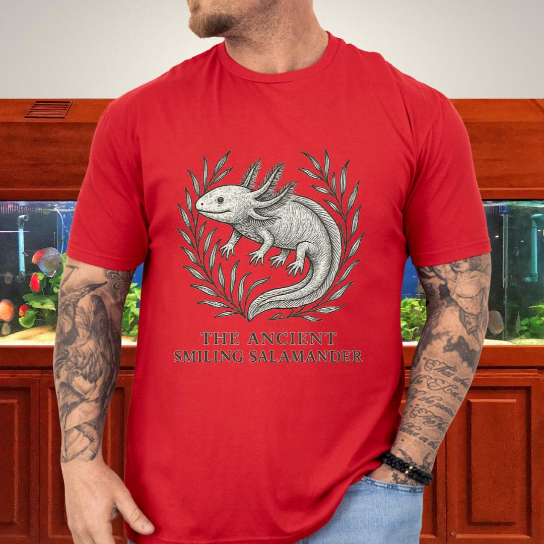 Ancient Smiling Salamander Axolotl Etching T-Shirt