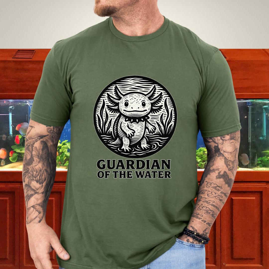 Guardian of the Water Axolotl Woodcut T-Shirt