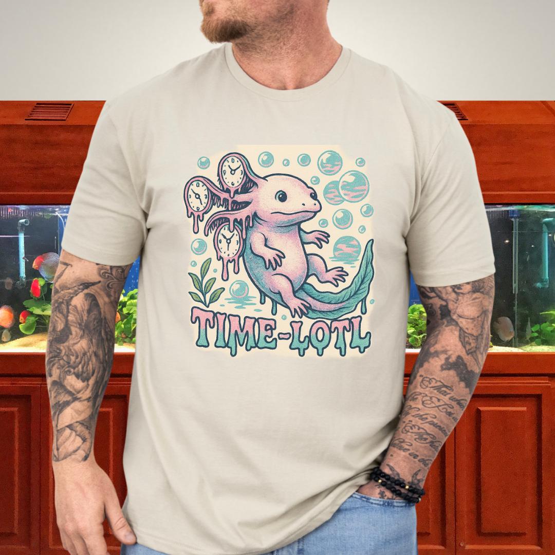 Melting Clock Axolotl Tee – Surreal Pastel Design