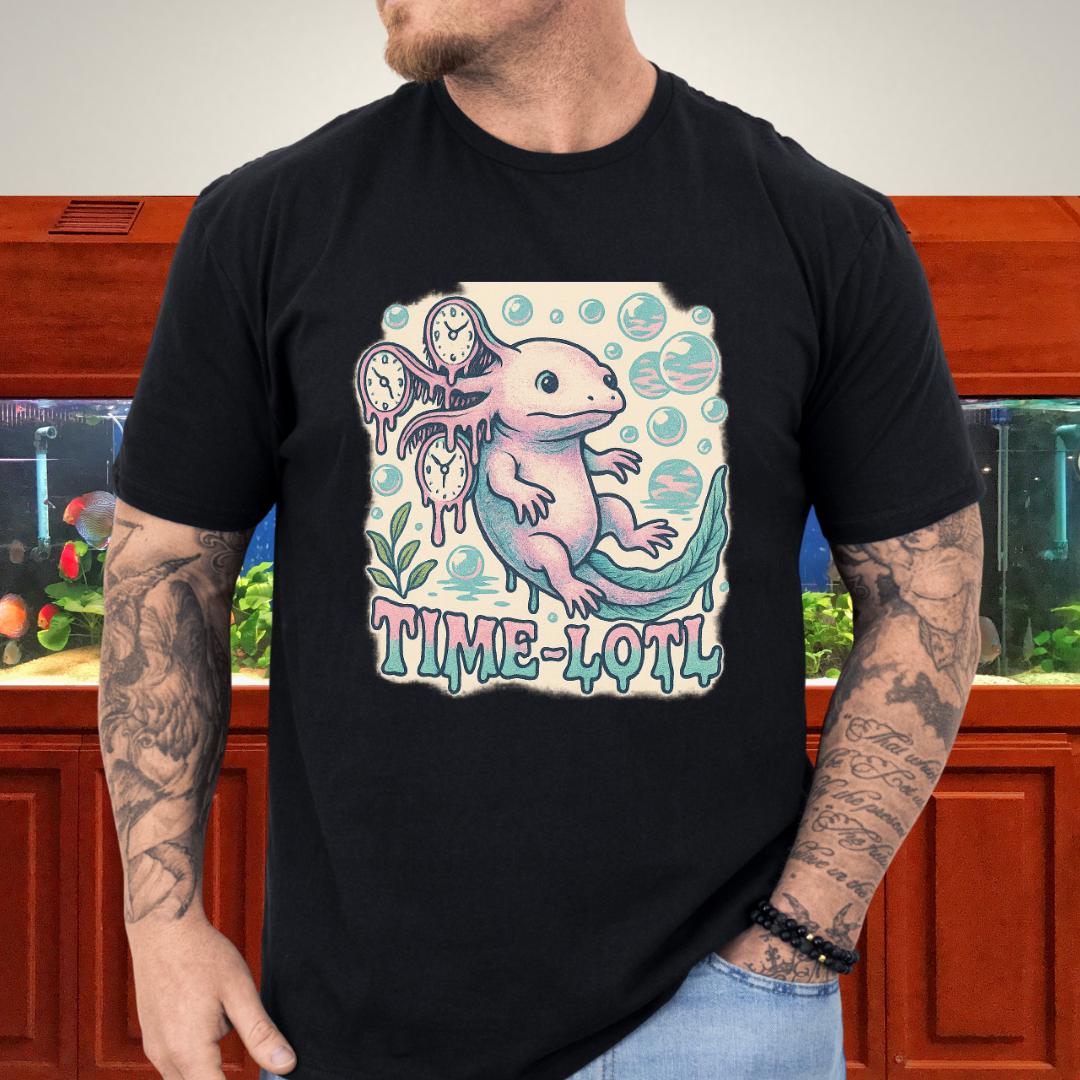 Melting Clock Axolotl Tee – Surreal Pastel Design