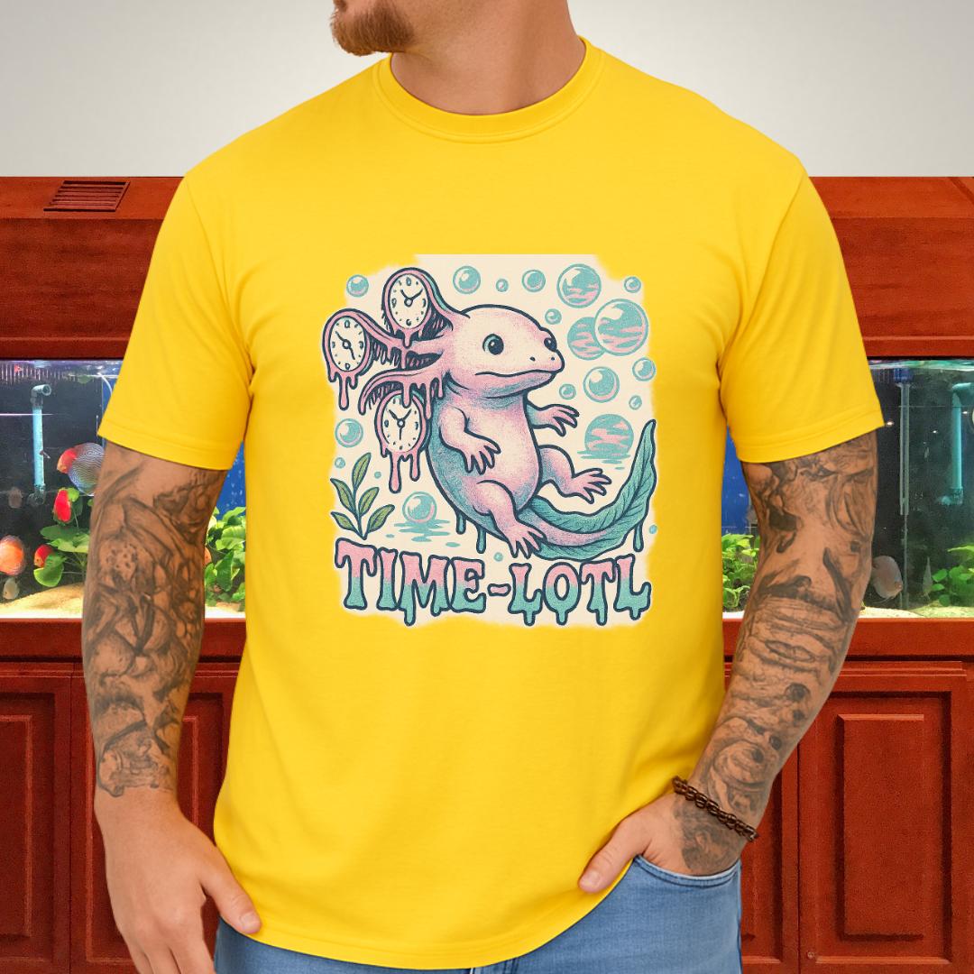 Melting Clock Axolotl Tee – Surreal Pastel Design