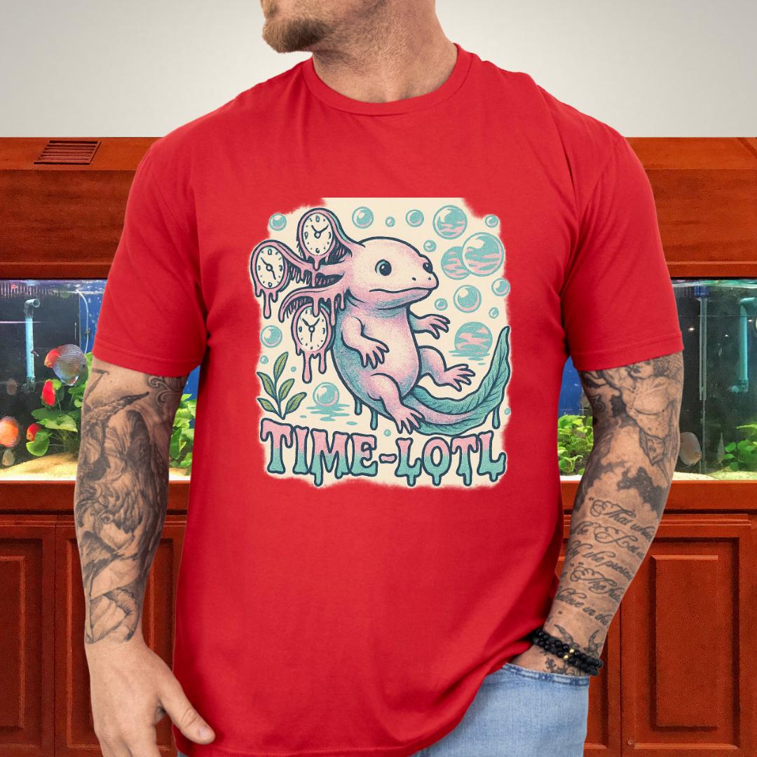 Melting Clock Axolotl Tee – Surreal Pastel Design