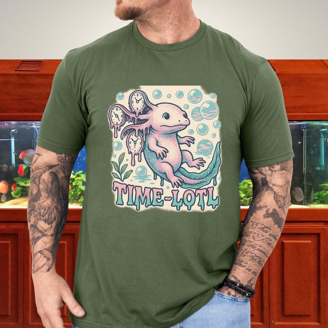 Melting Clock Axolotl Tee – Surreal Pastel Design
