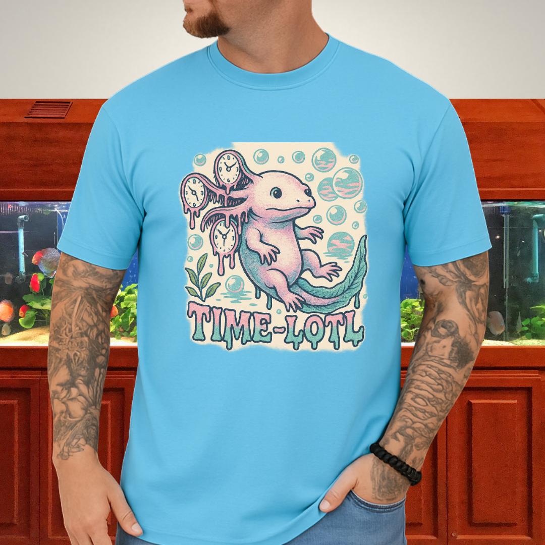 Melting Clock Axolotl Tee – Surreal Pastel Design