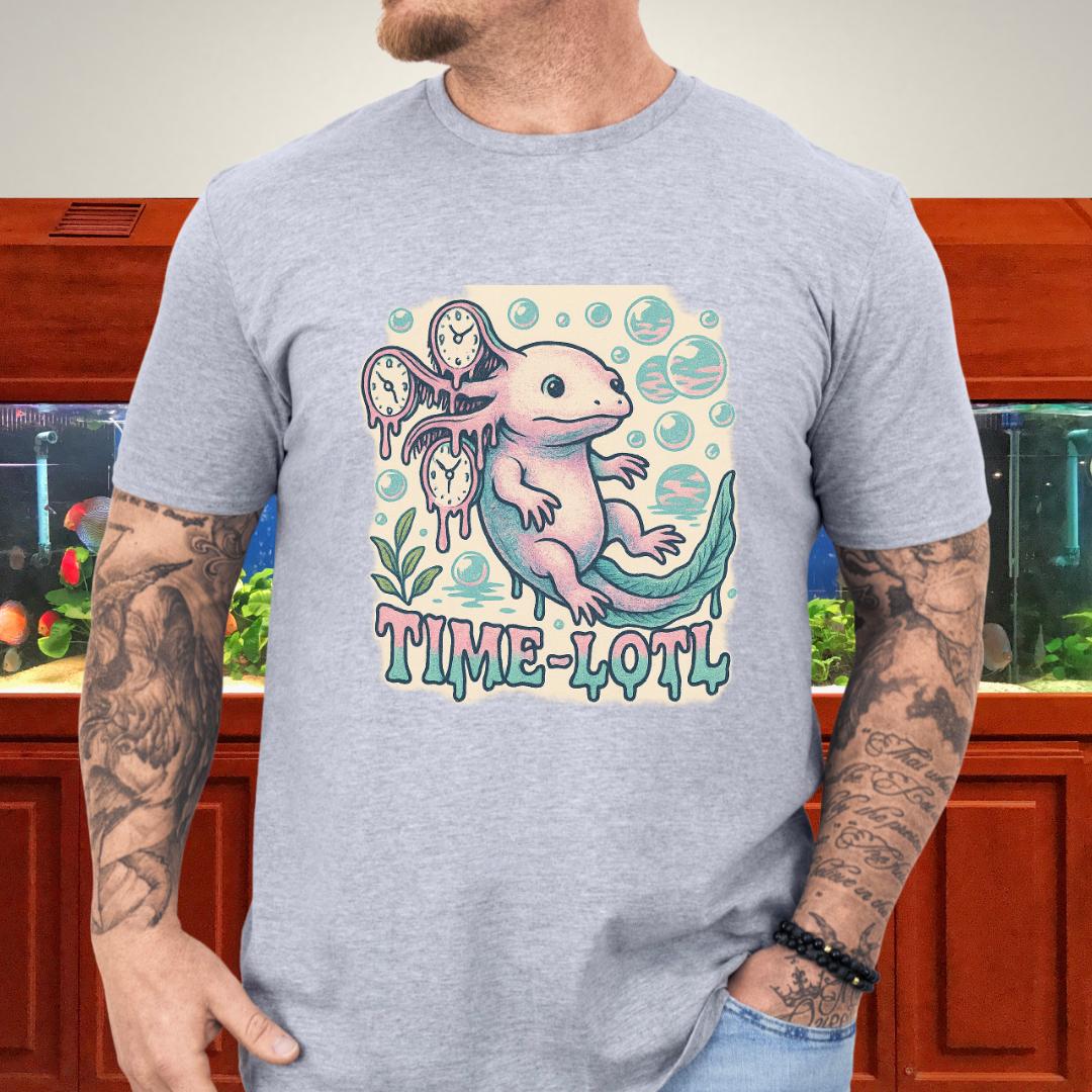 Melting Clock Axolotl Tee – Surreal Pastel Design