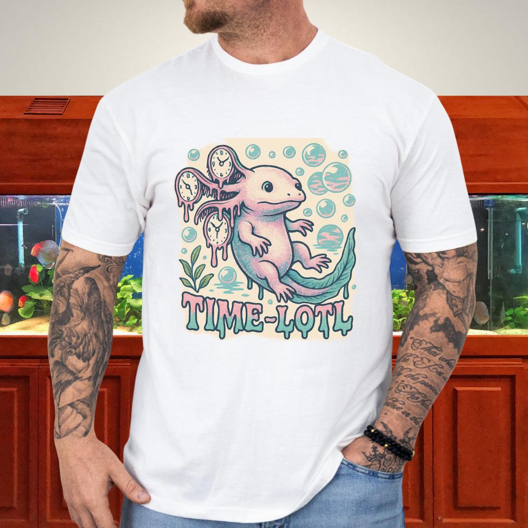 Melting Clock Axolotl Tee – Surreal Pastel Design