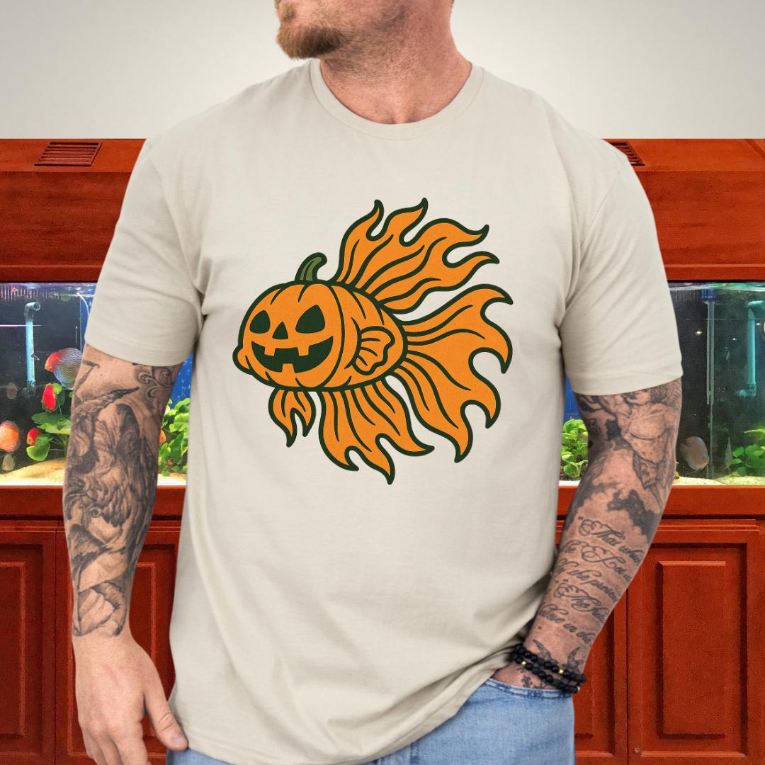 Halloween Betta Fish T-Shirt with Pumpkin Flame Fins-T-Shirt-Fish & Friends Tees