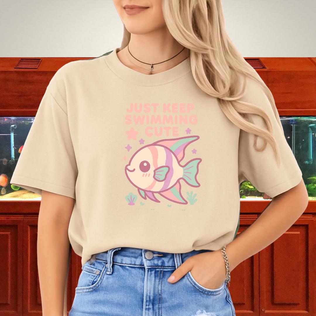 Just Keep Swimming Cute Angelfish Tee-T-Shirt-Fish & Friends Tees