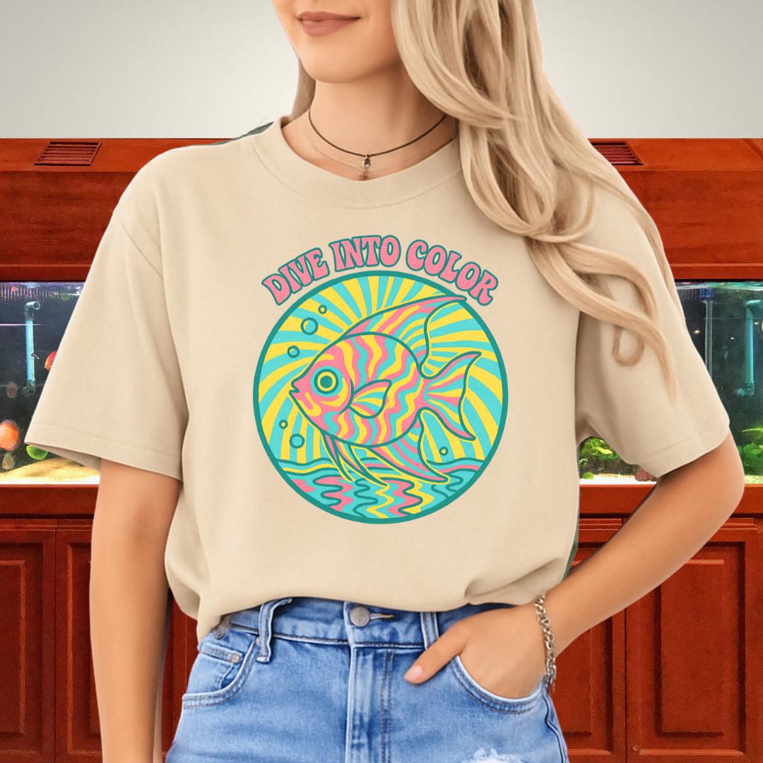 Dive Into Color Psychedelic Angelfish Tee-T-Shirt-Fish & Friends Tees