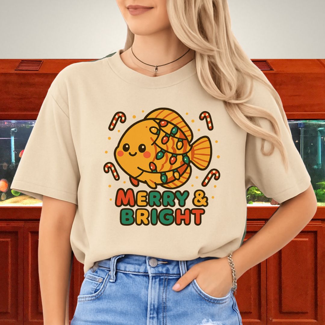 Kawaii Christmas Discus Tee – Cute Lights & Candy Canes-T-Shirt-Fish & Friends Tees