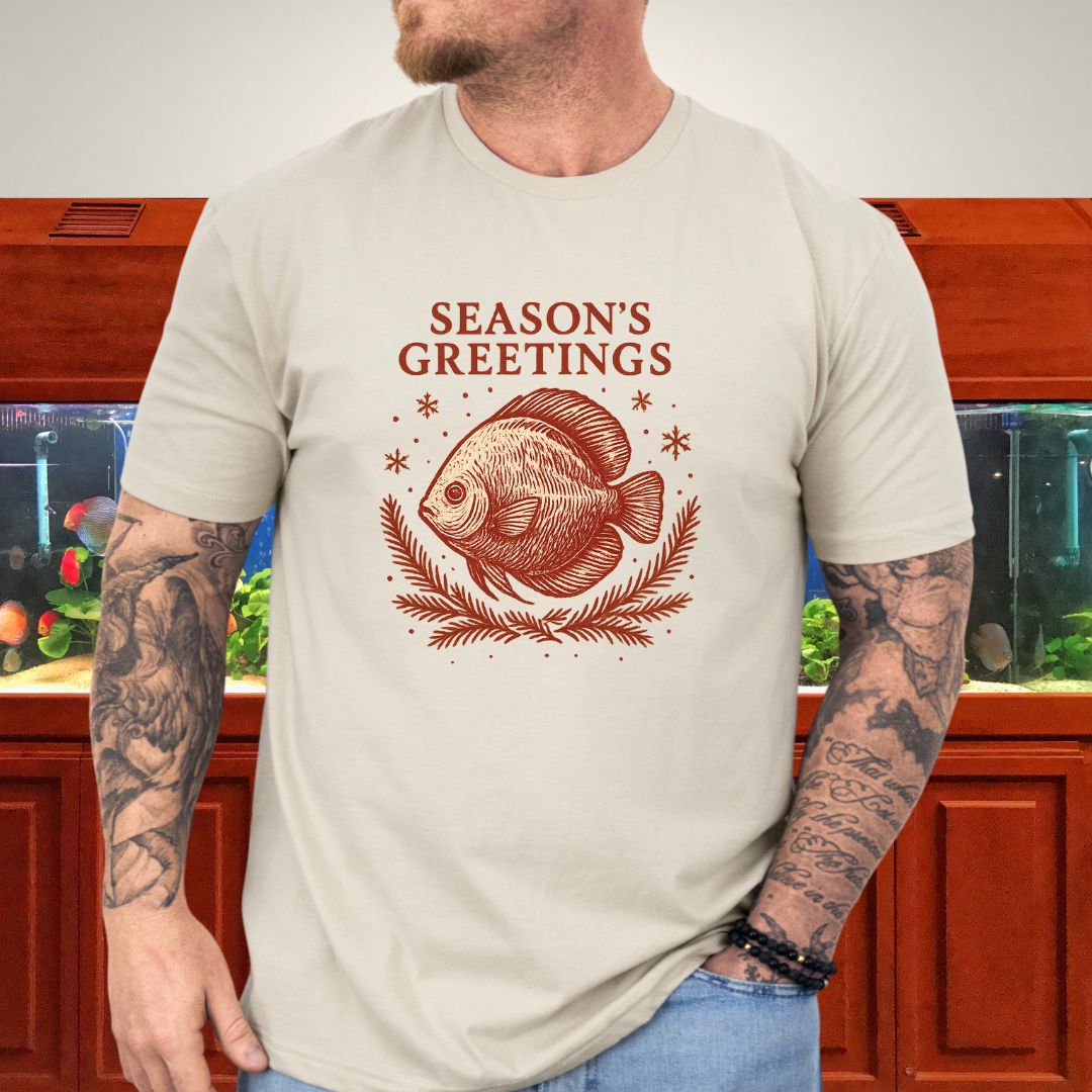 Elegant Holiday Discus Tee – Hand-Sketched Snowflake Design-T-Shirt-Fish & Friends Tees