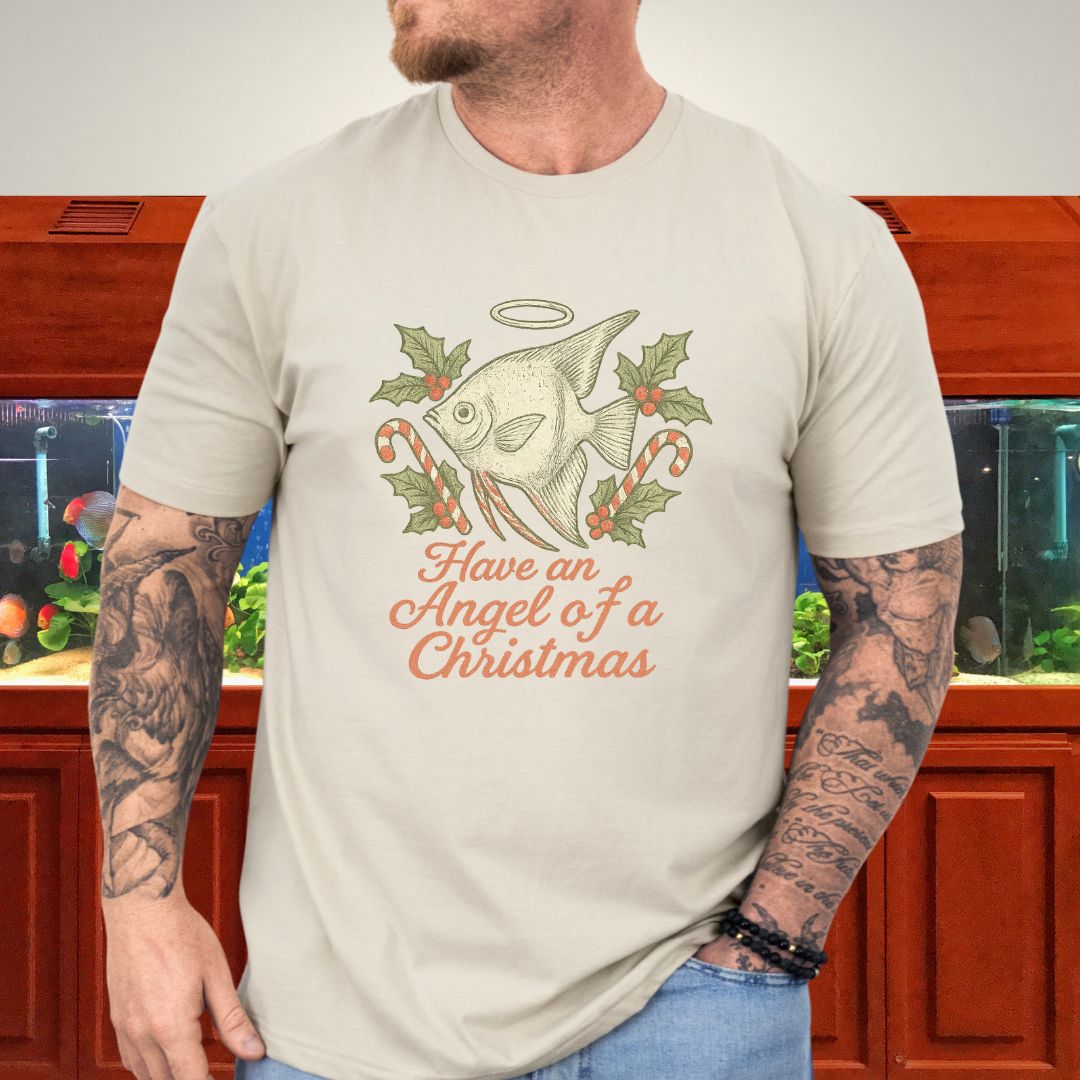 Angel Fish Christmas Tee – Hand-Sketched Holiday Design-T-Shirt-Fish & Friends Tees