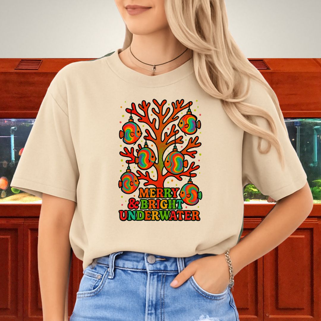 Merry & Bright Underwater Tee – Psychedelic Discus Ornament Design-T-Shirt-Fish & Friends Tees