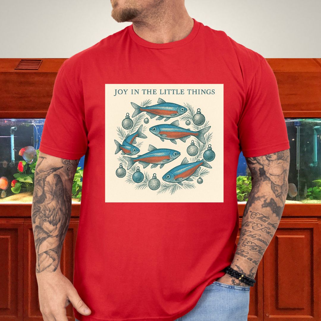 Joy in the Little Things Tee – Cardinal Tetra Christmas Wreath