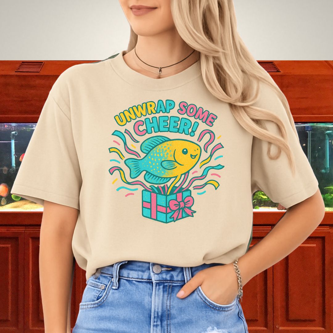 Unwrap Some Cheer Tee – Kawaii Gourami Christmas Shirt