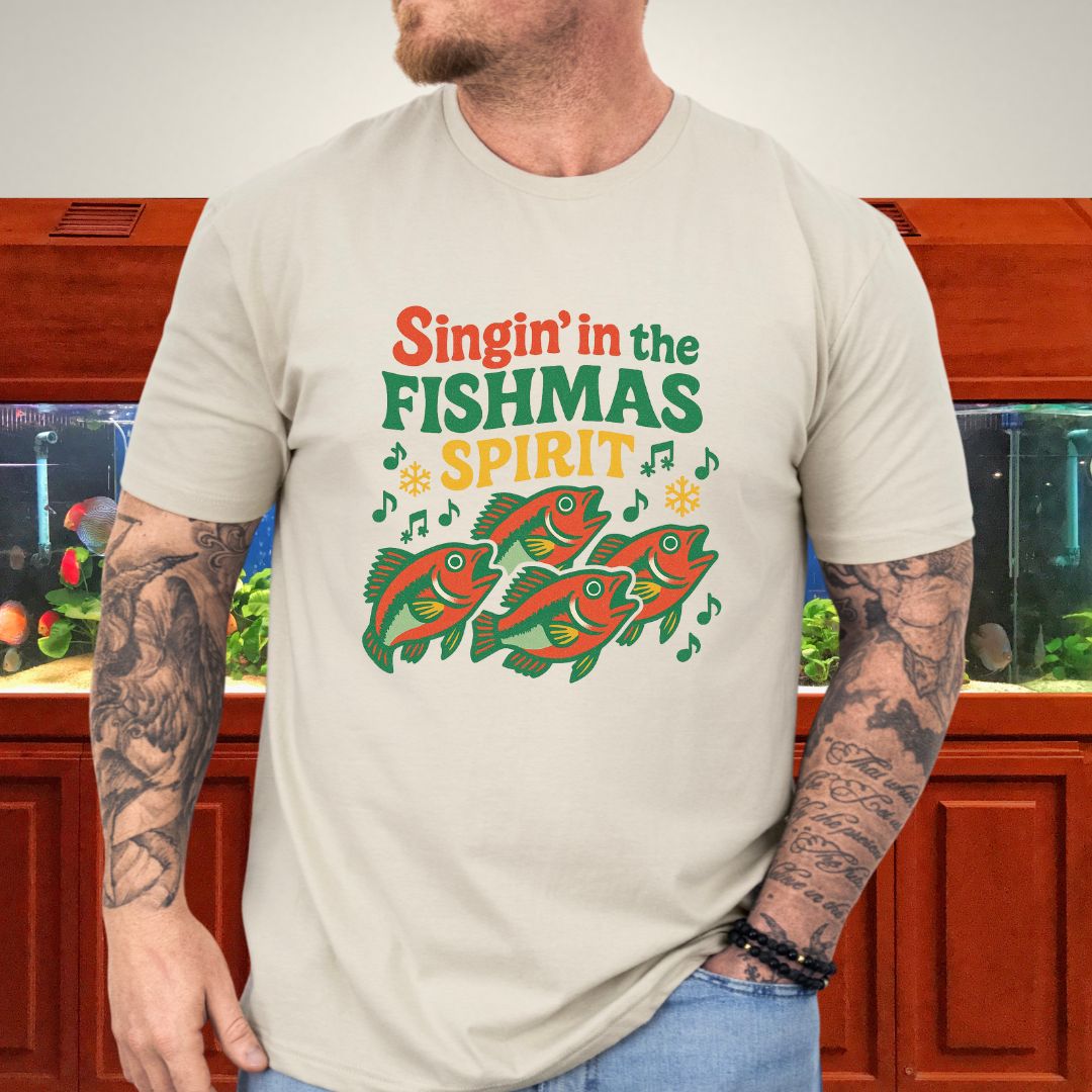 Singin’ in the Fishmas Spirit Tee – Punk Kribensis Christmas Shirt-T-Shirt-Fish & Friends Tees