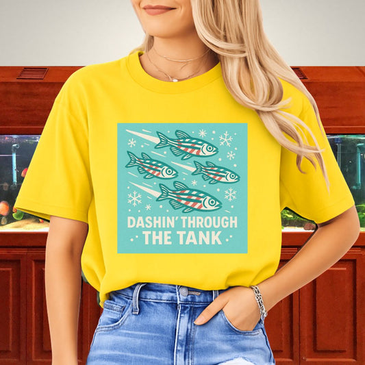 Dashin’ Through the Tank Tee – Candy Stripe Zebra Danio Christmas Shirt