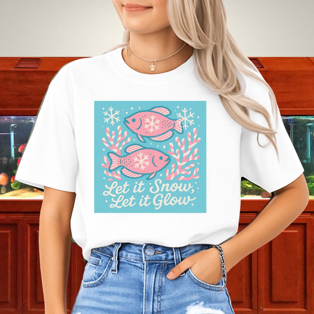 Let it Snow, Let it Glow Tee – Kawaii Gourami Christmas Shirt
