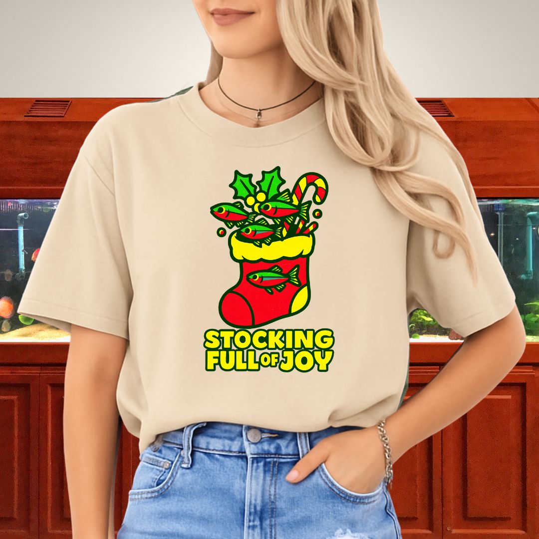 Stocking Full of Joy Tee – Kawaii Neon Tetra Christmas Shirt