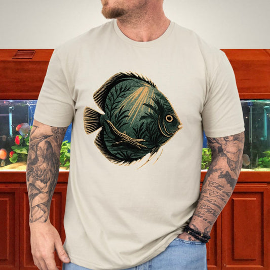 Tropical Surrealism: Heckel Discus with Amazon Scene Tee-T-Shirt-Fish & Friends Tees