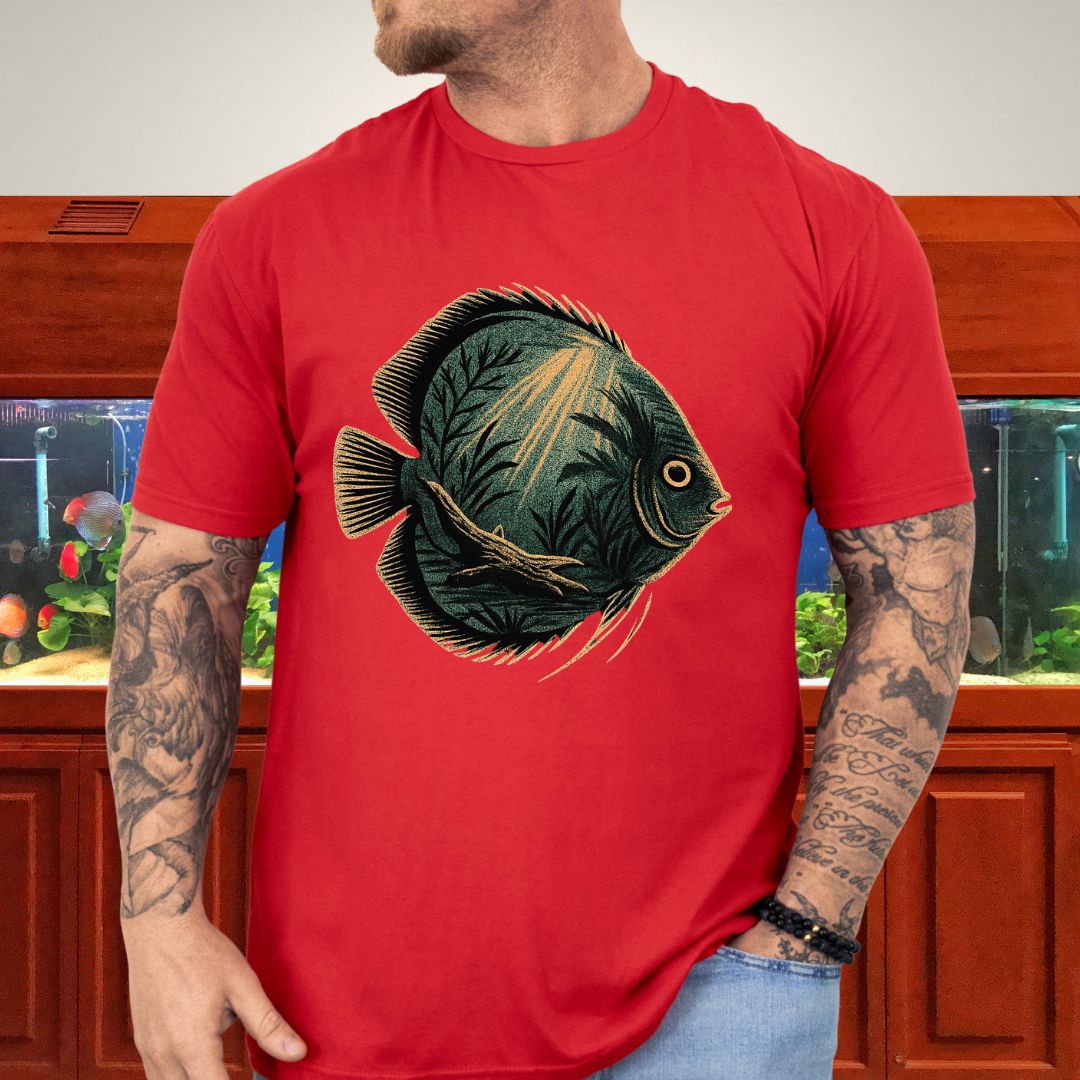 Tropical Surrealism: Heckel Discus with Amazon Scene Tee-T-Shirt-Fish & Friends Tees