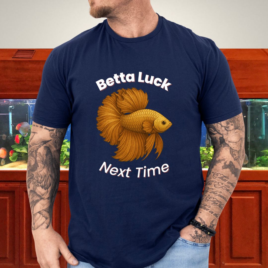 Betta Luck Next Time Shirt – Metallic Rosetail Halfmoon Tee-T-Shirt-Fish & Friends Tees
