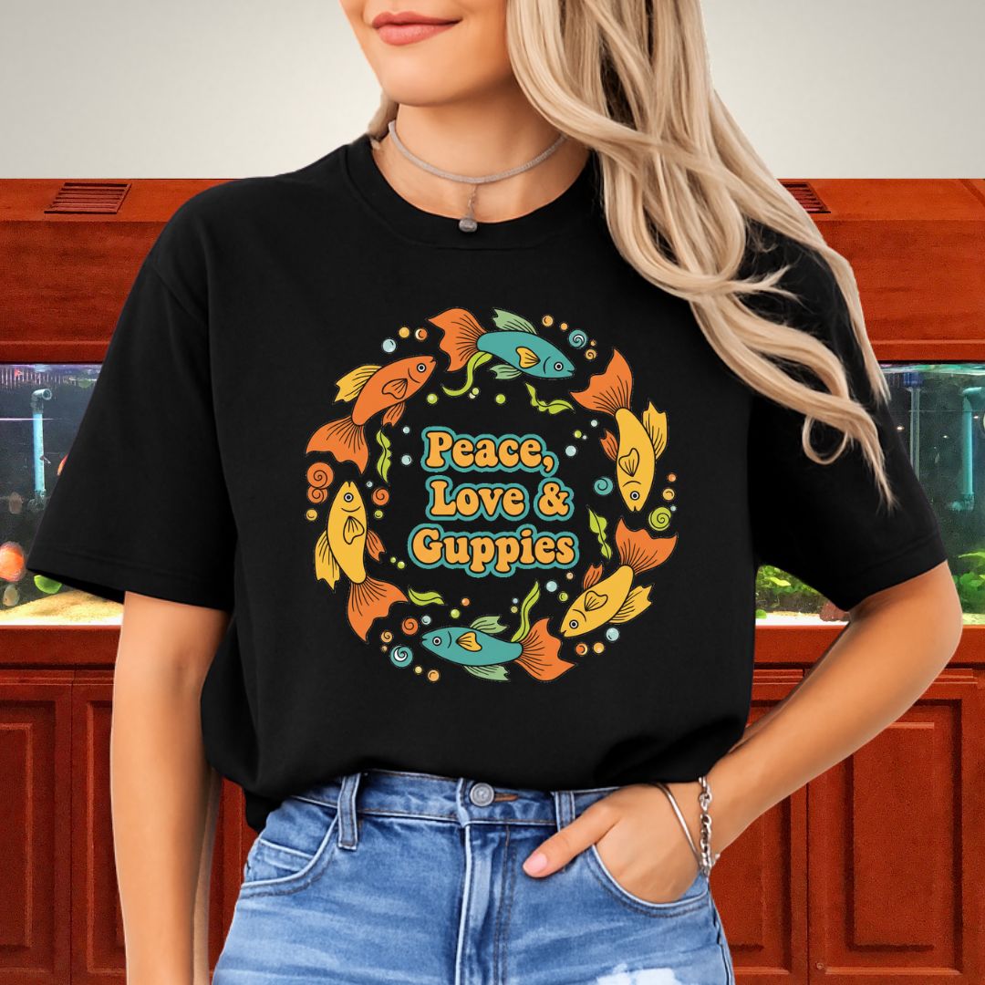 Peace, Love & Guppies Retro Tee