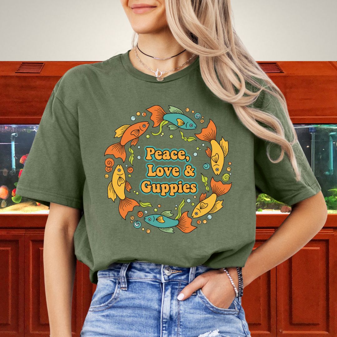 Peace, Love & Guppies Retro Tee