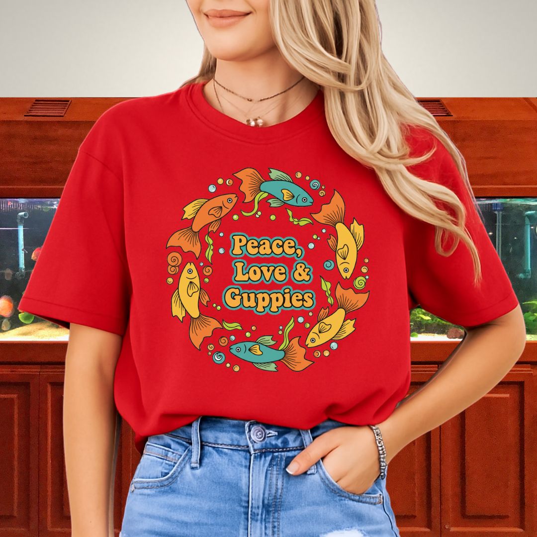 Peace, Love & Guppies Retro Tee