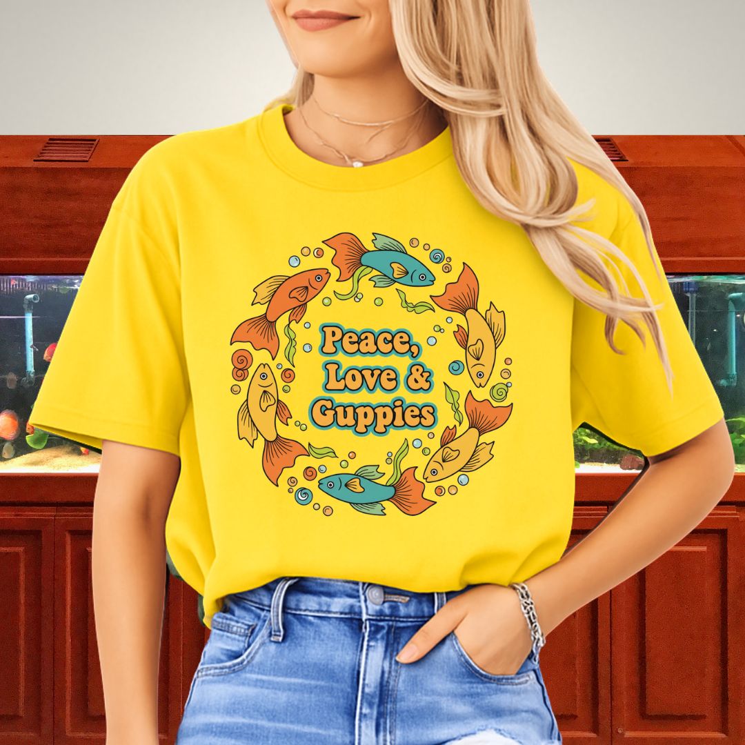 Peace, Love & Guppies Retro Tee