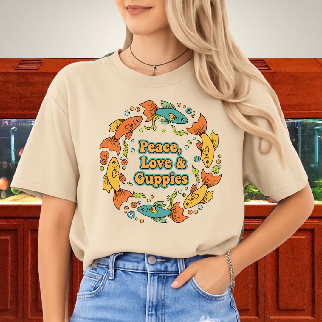 Peace, Love & Guppies Retro Tee