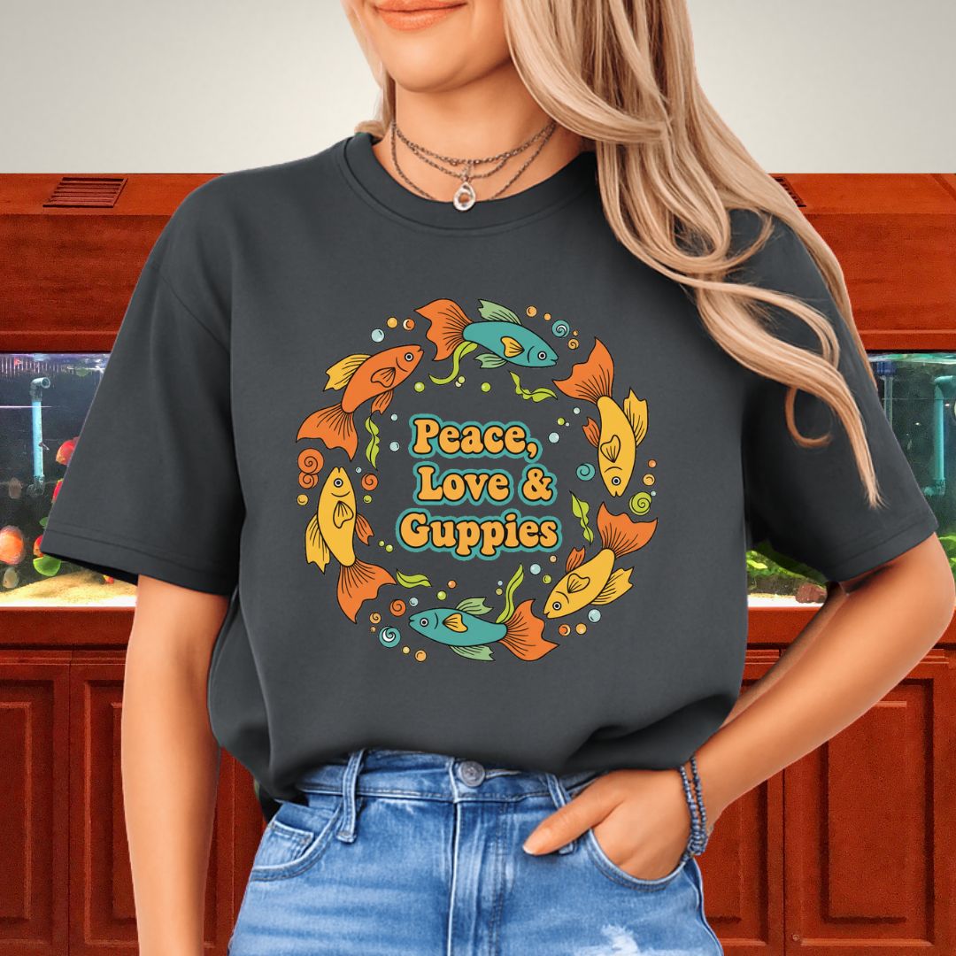 Peace, Love & Guppies Retro Tee